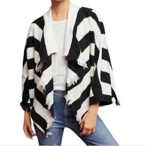 Anthropologie Moth Knit Open Front Striped Cardigan